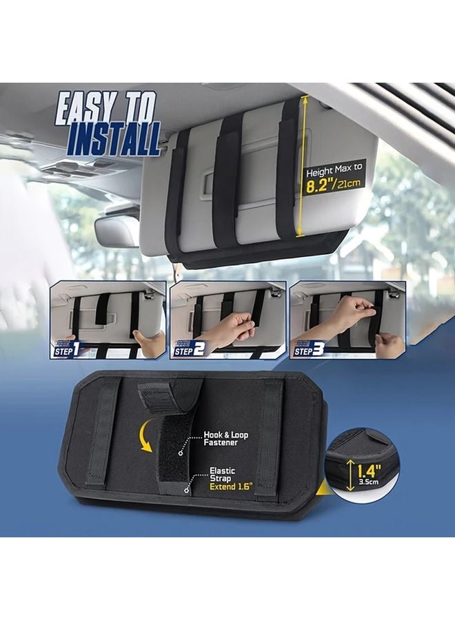 Upgraded Black Car Sun Visor Organizer With Zipper Storage Bag And Glasses Clip For Most Vehicles - Image 4